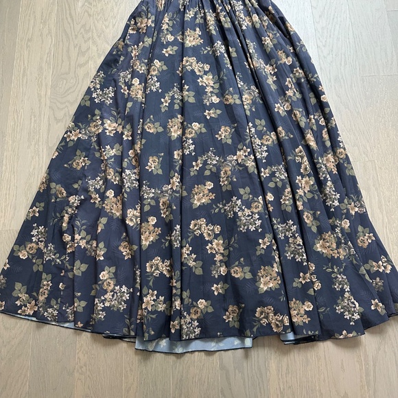 HUTCH Linny Navy Blue Floral Maxi Dress Bustier Gown Braided Strap - Size 8 - Picture 4 of 10